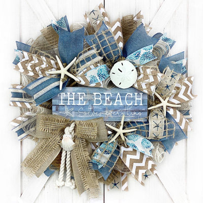 La plage résout tout, couronne de toile de jute