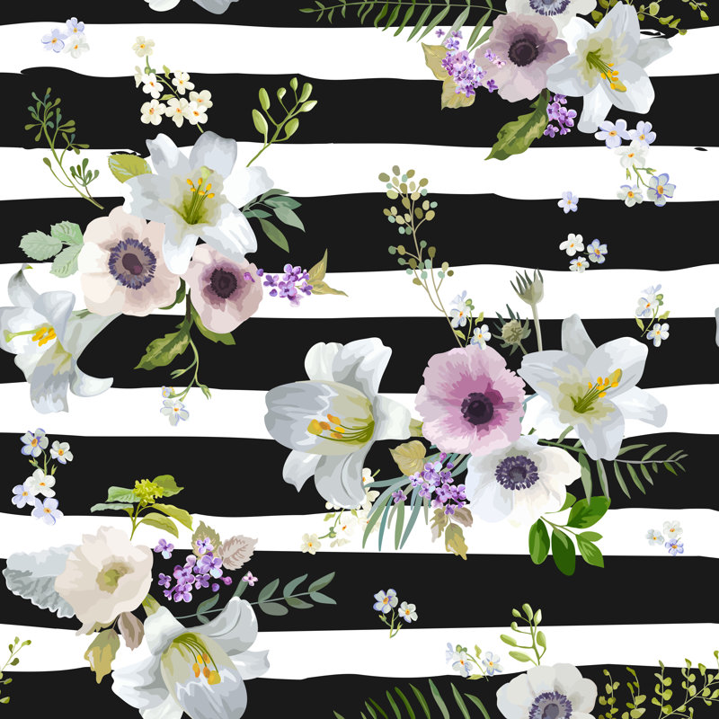 Aralene Lily and Anemone Flowers 1 Piece Wrapped Canvas Painting, 122cm H x 122cm W x 3.8cm D