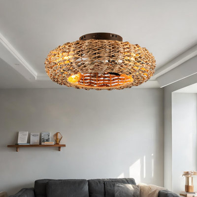 Ventilateur de plafond avec fer noir mat et PC, commande à distance et circulation d'air saisonnière, moteur à courant continu
