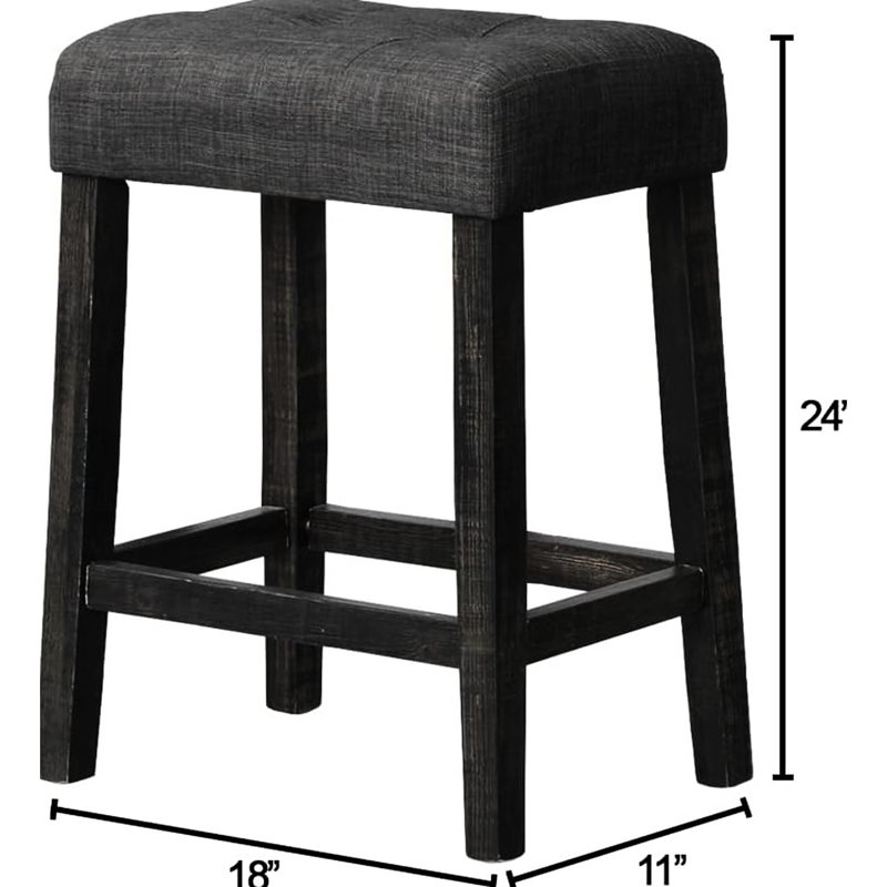 Table de salle à manger 3 pièces pour comptoir - table en bois massif avec prise électrique, 2 ports, tabourets, noir anthracite, design rustique et transitionnel, table de 60 pouces, sièges 2, sièges rectangulaires, style, look,