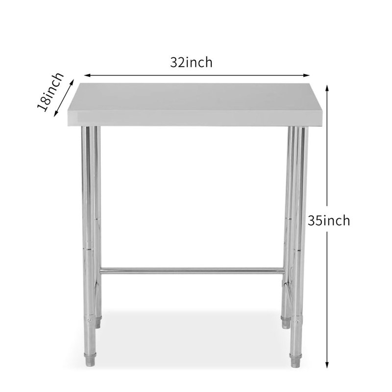 Stainless Steel Work Table in 5 Sizes (16×24, 18×24, 18×28, 18×32, 18×36), Commercial Kitchen Prep Utility Table with Fixed Legs or Wheels
