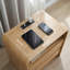 Table de chevet de 60 cm de large avec station de recharge, 2 tiroirs et tablette ouverte, chêne-422275523-422275534