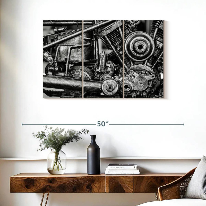Mehar Old Motorcycle Engine, 24" H x 38" W