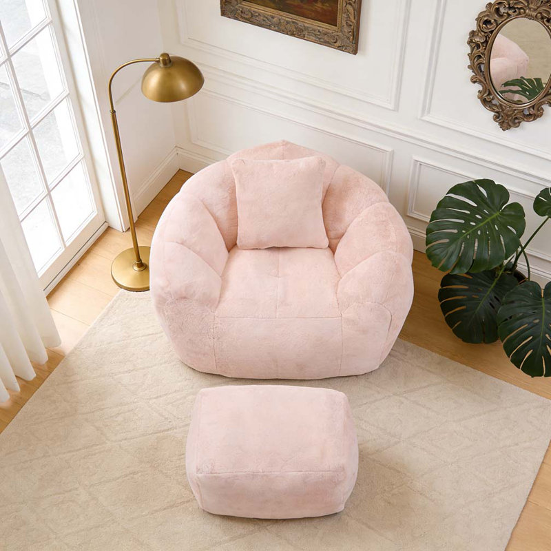 Bean Bag Chair withFootstool, Pink