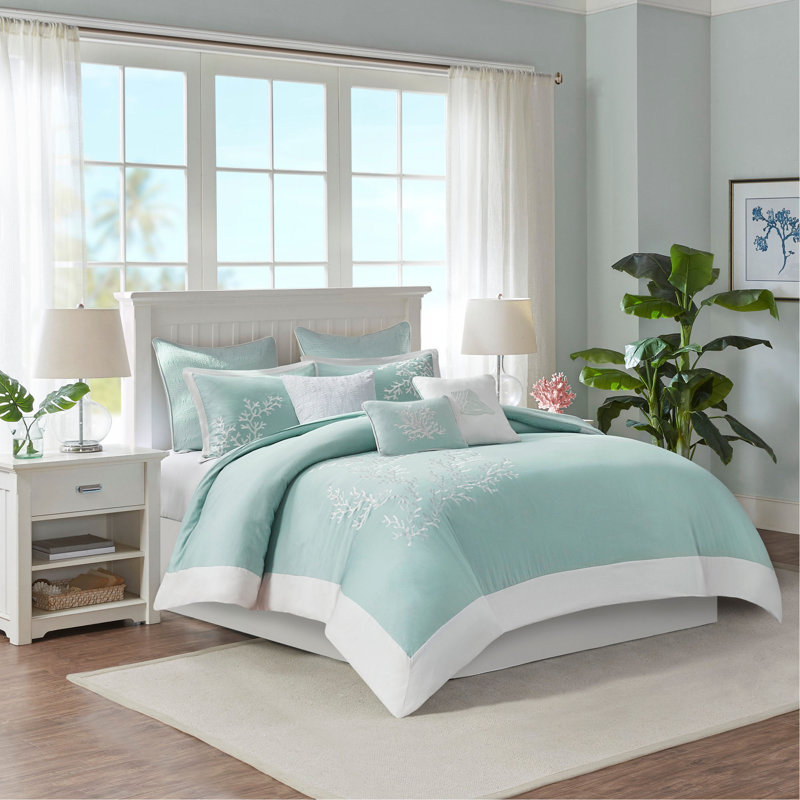 Ensemble de housse de couette mini turquoise, Housse de couette pour grand lit + 2 taies décora