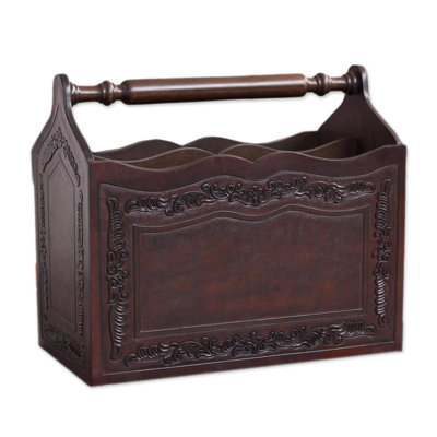 Pertessa Gracious Home Mohena Wood And Leather Magazine Rack