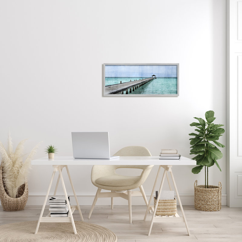 Long Wharf Beach Paradise, H 13 po x l 30 po, Estampe numérique Farmhouse