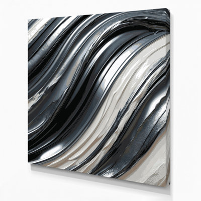 Art mural horizontal sur toile à rayures horizontales gris et blanc