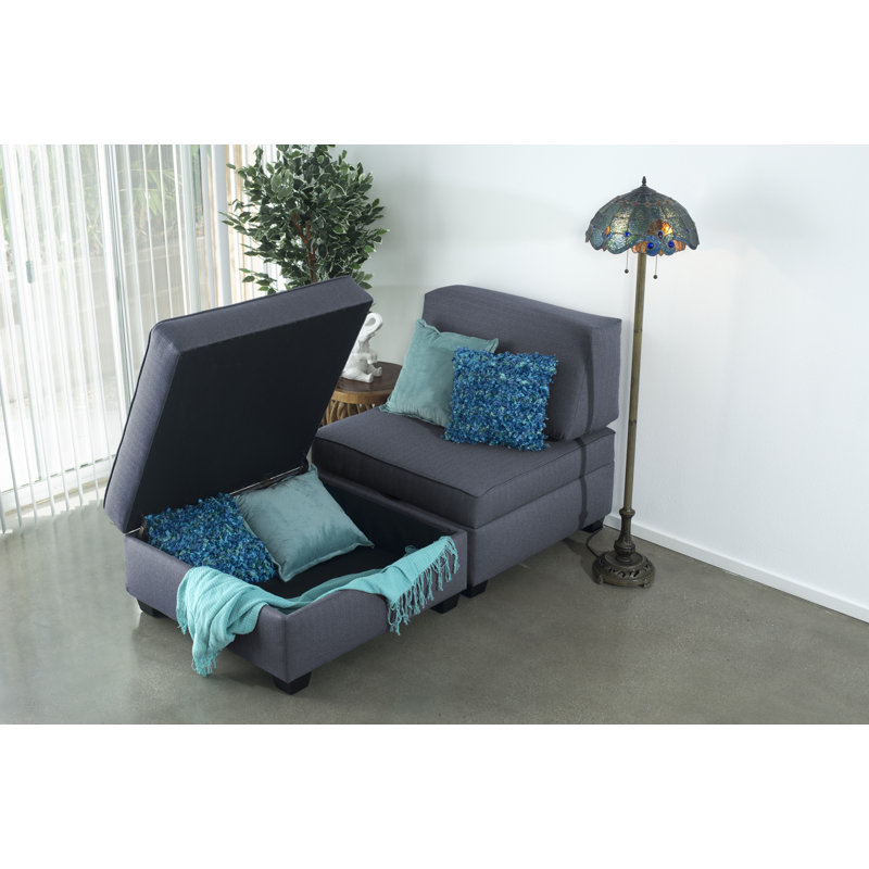 Canapé-lit sans accoudoir 72 po Anke, Bleu denim
