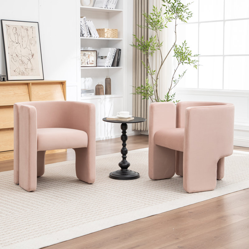 Jaimyn Upholstered Barrel Chair, Pink Velvet