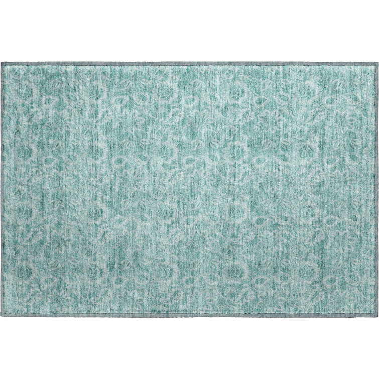 Premium Machine Washable Prisco Teal Rug