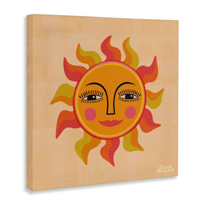 Art mural rétro sur toile Boho Sun par Carrie Cantwell, H 30 po x l 30 po