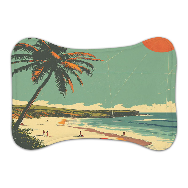 Nostalgic Island Beach - Bone Shape Feeding Mat