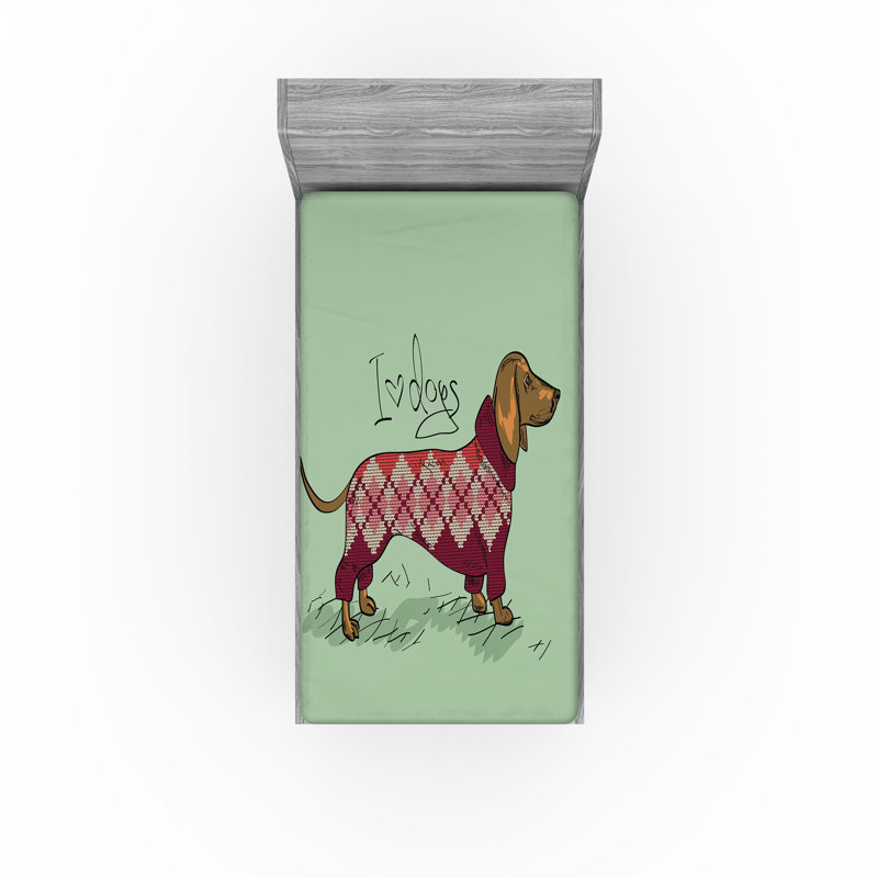 Multicolore drap-housse de teckel Ambesonne, Drap-housse de taille simple