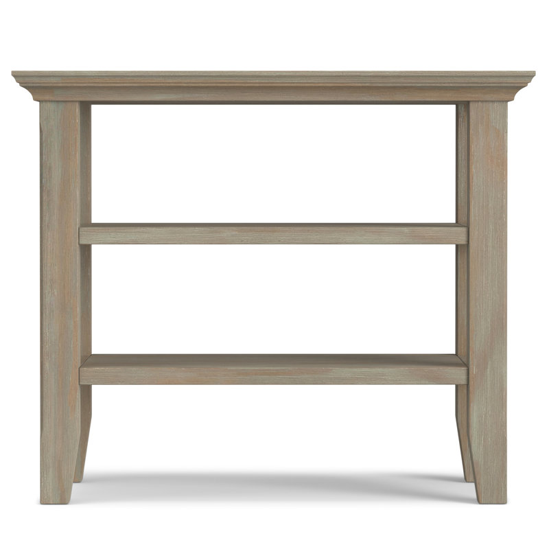 Acadian Distressed Grey Solid Pine 14" Narrow Side Table with Shelves