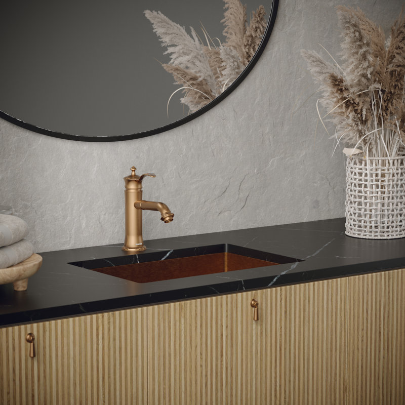 Lavabo de salle de bain rectangulaire encastrable en acier inoxydable 15 po Karran Cinox, Cuivre