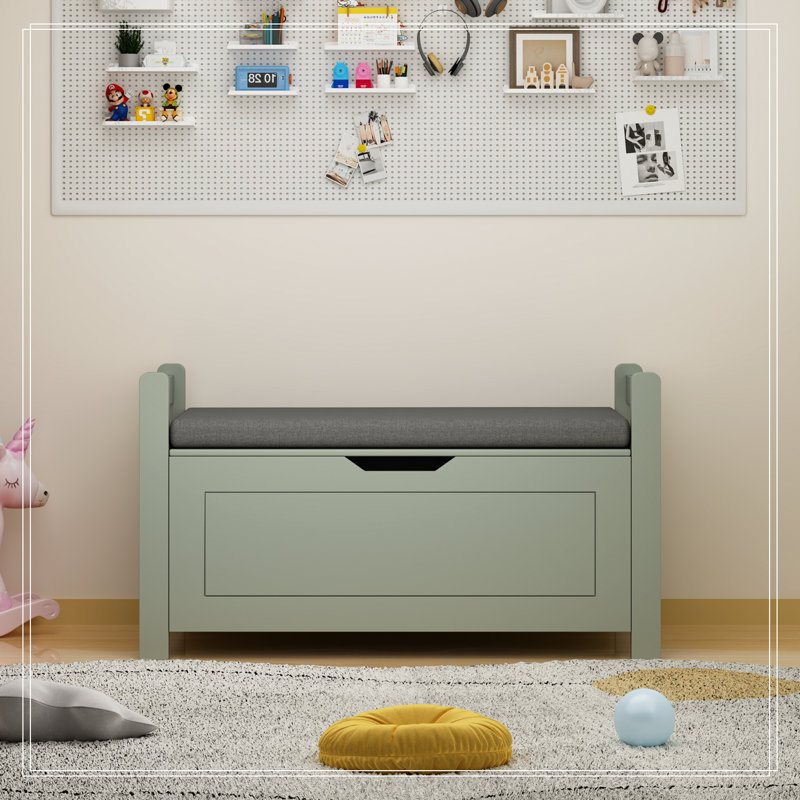 Banc avec rangement rabattable et siège souple, Sauge
