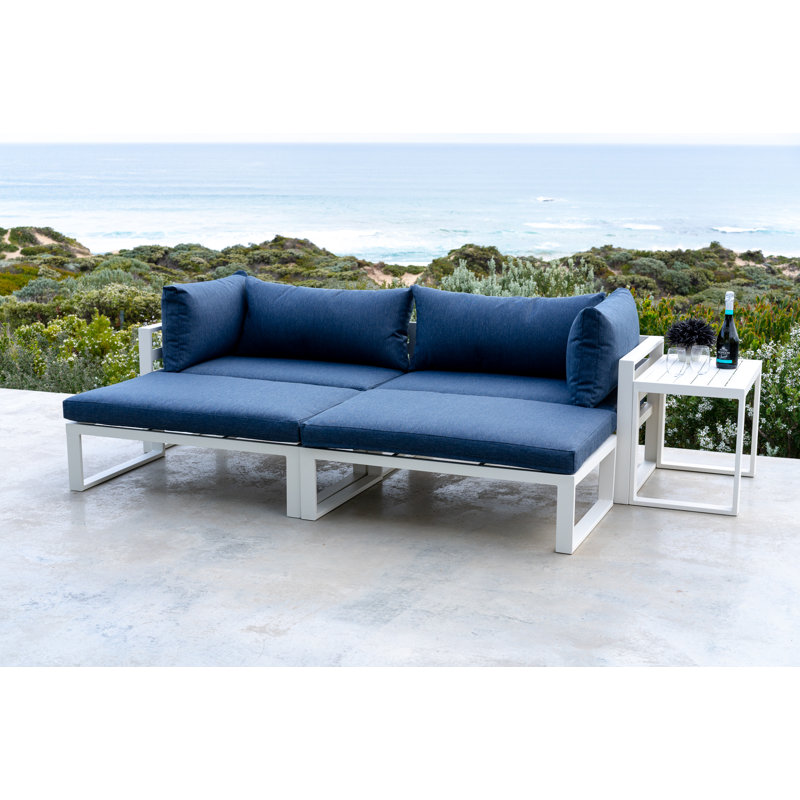 Daeon 2 Seater Conversation Set, Blue, White, White