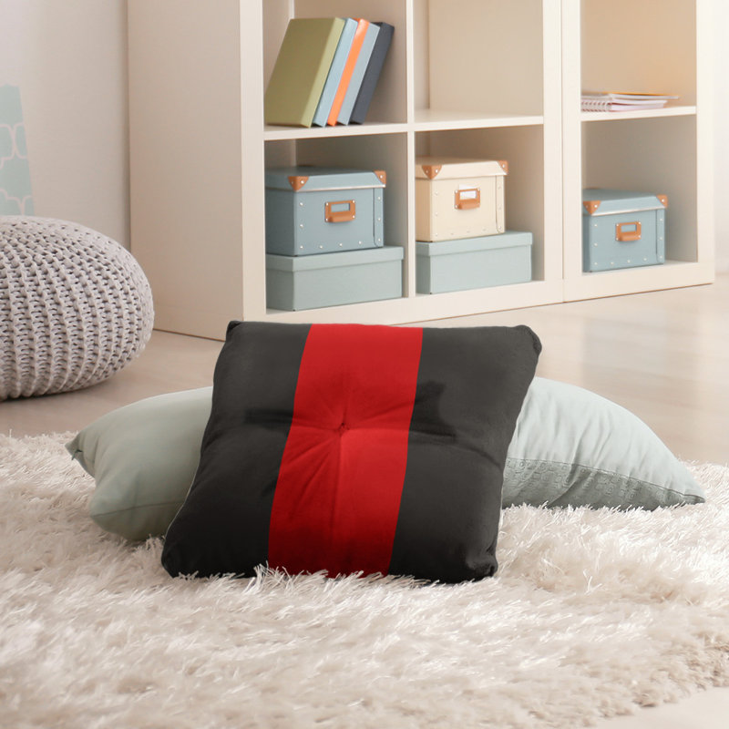  Coussin de sol touffeté, 26 po x 26 po, Étain / Rouge