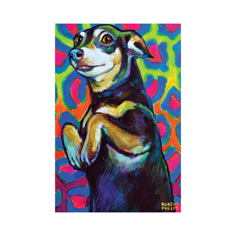 Punk Rock Dachshund by Robert Phelps - Wrapped Canvas Print, 20.32 cm H x 30.48 cm W
