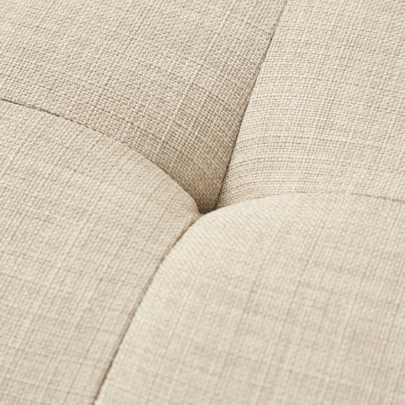 Méridienne bouton Mid-Century, accoudoirs très confortables, pieds en bois de pacane massif, revêtement beige, accoudoir l 37 po x P 29,5 po