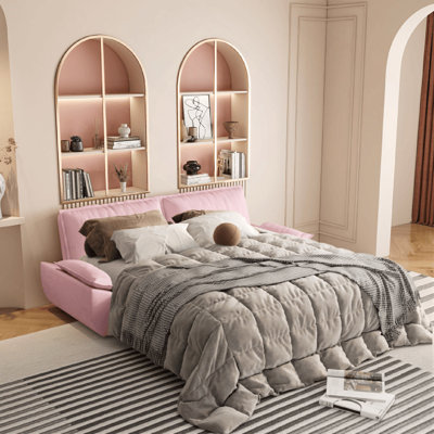 73.2" Pull Out Sofa Bed,3-In-1 Convertible Sleeper Sofa,Multi-Functional Velvet Loveseat Bed