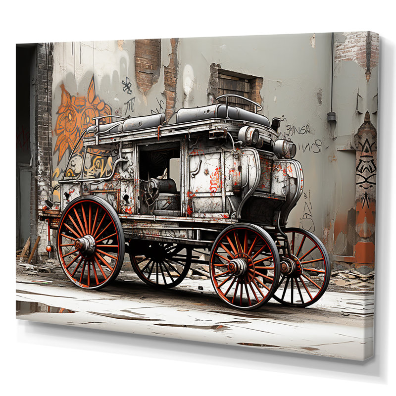 Chariot de transport rétro Street Art, H 12 po x l 20 po x P 1 po, Toile tendue