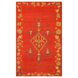 Striking Red Field With Special Lozenge Medallion Antique Turkish Oushak Rug