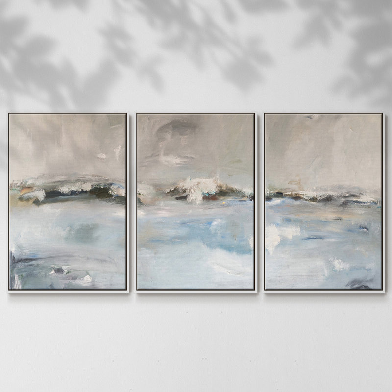 Surf Sans Turf - Toile encadrée multi-pièces, Blanc, H 40 po x l 78 po x P 2 po