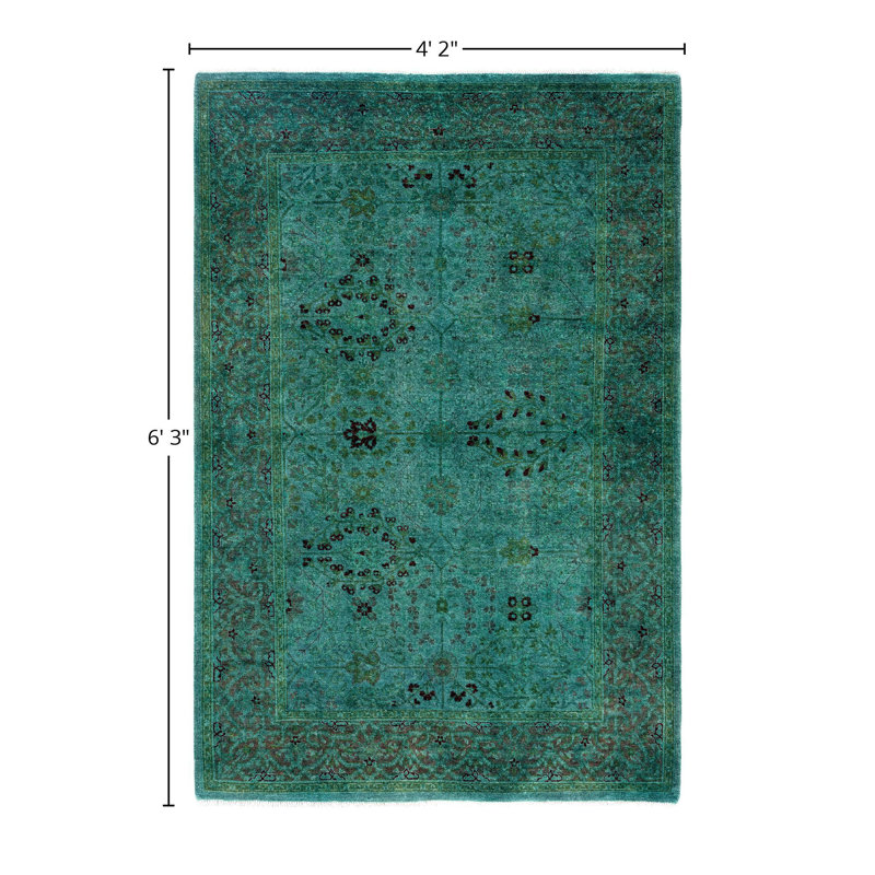 Overdyed One-of-a-Kind 4' 2" X 6' 3" Hand Knotted Area Rug
