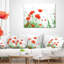 Fleurs de coquelicot sur fond blanc - Coussin décoratif à imprimé floral