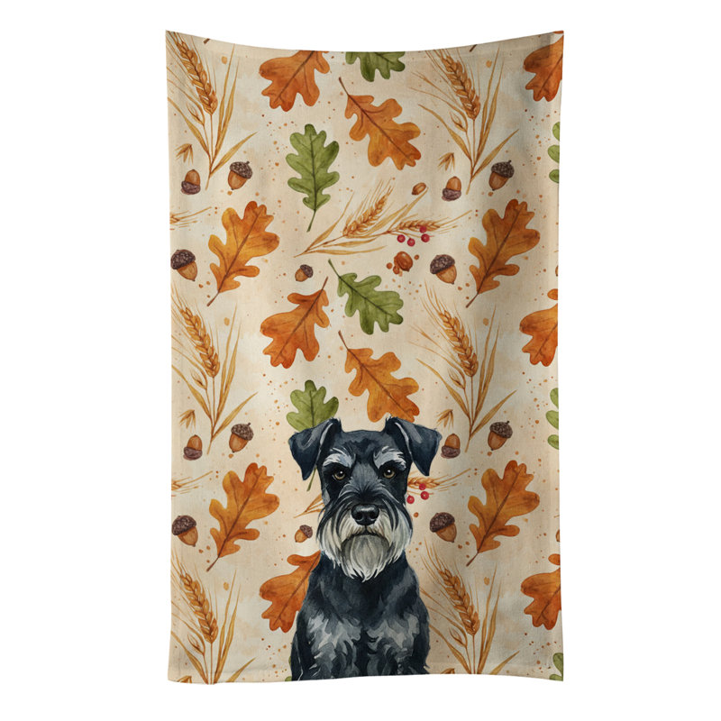 Standard Schnauzer Heirloom Fall Kitchen Towel, Standard Schnauzer