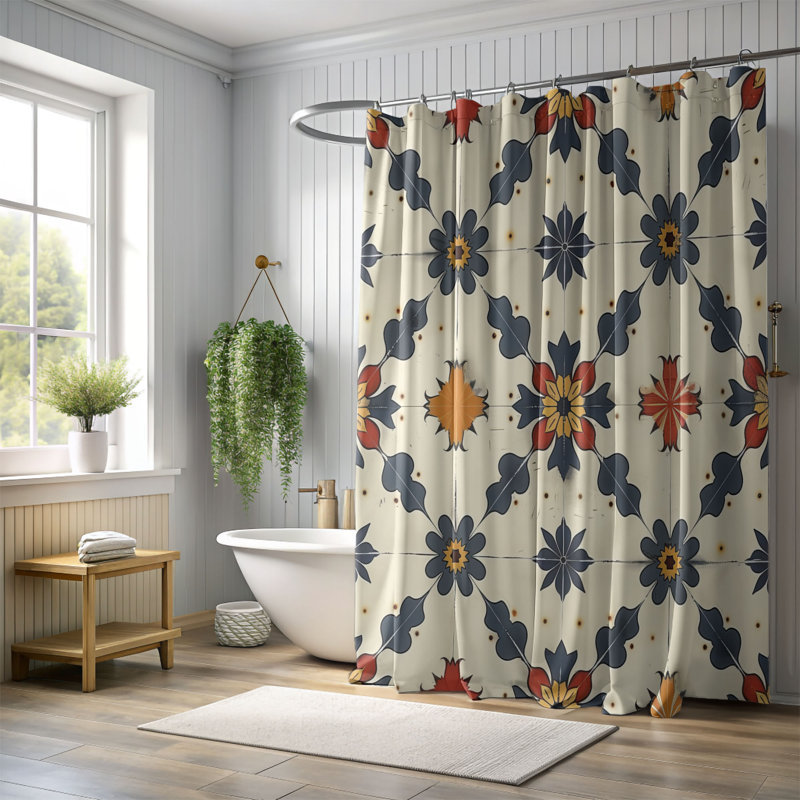 Old Mosaic - Premium Shower Curtain, 74"H x 71"W