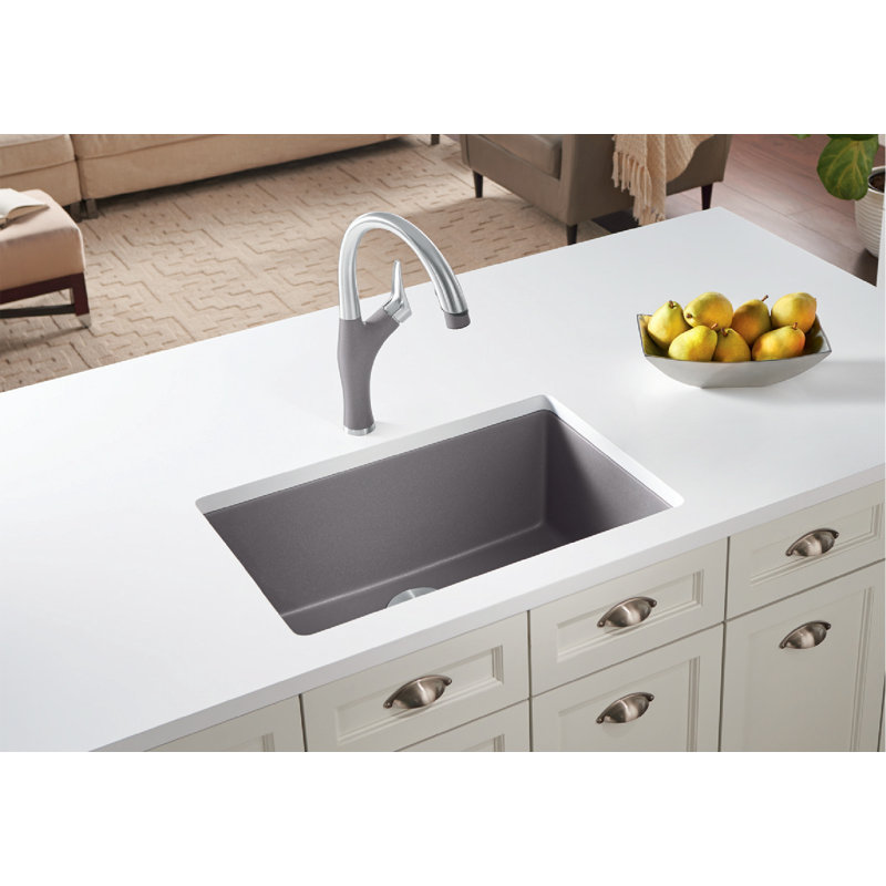 Precis SILGRANIT 27" L x 17.75" W Undermount Kitchen Sink, Coal Black