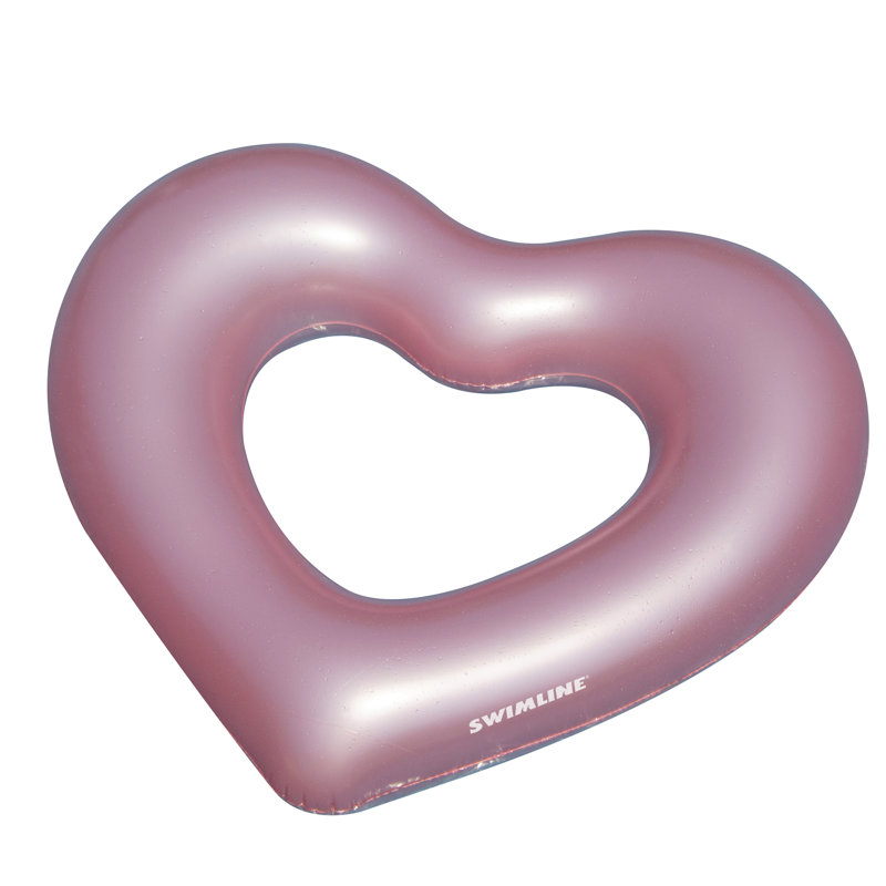 Flotteur de chambre à air en forme de cœur métallique 68 po - rose
