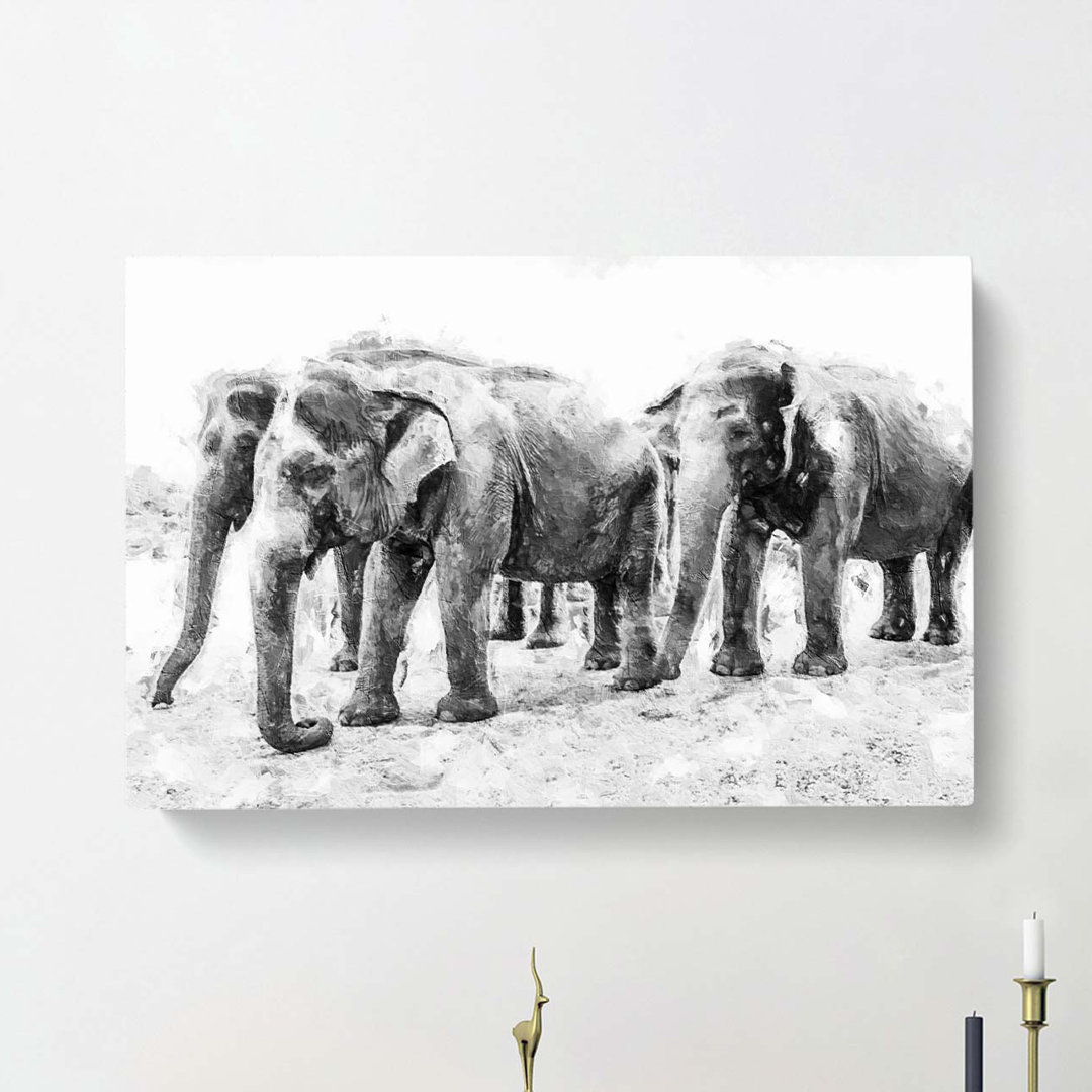 Elephants In Sri Lanka - Wrapped Canvas