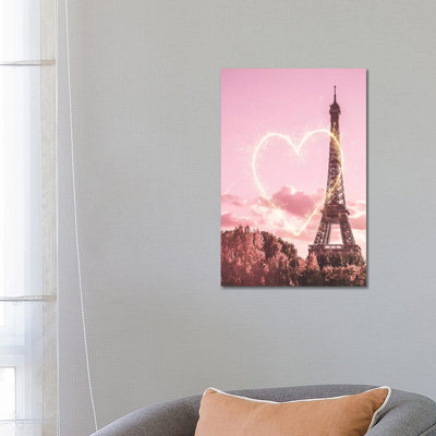 Paris Heart 1 Piece Wall Art on Canvas