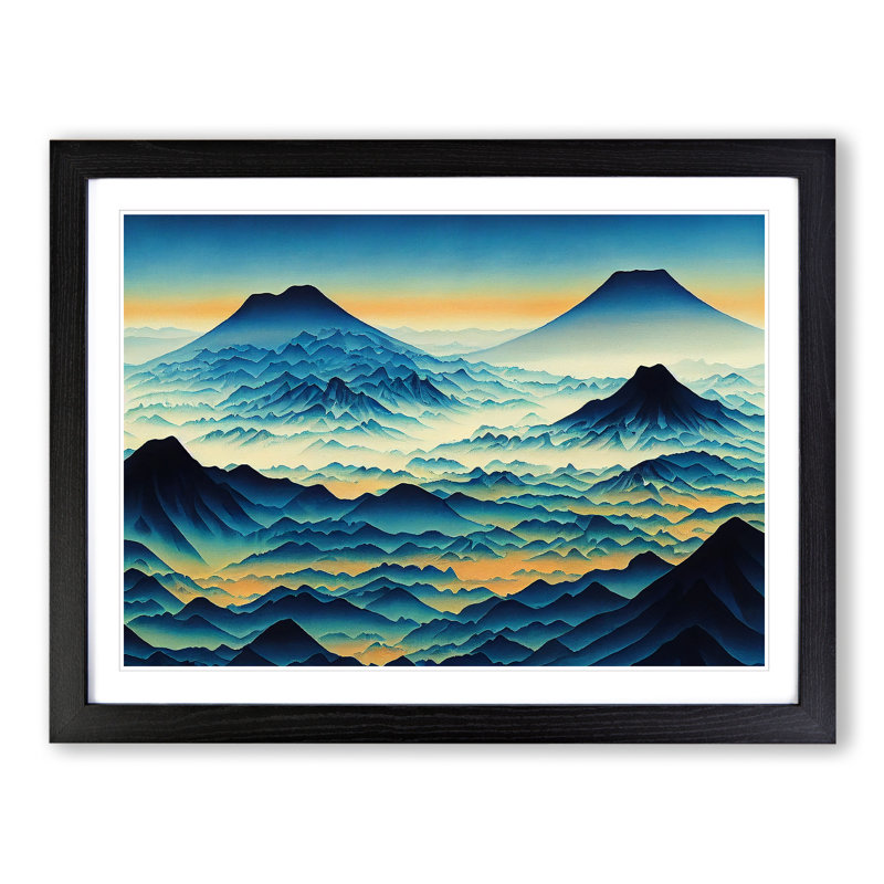 XH1022-6641X Japanese Mountains Vol.5 1 Piece Single Picture Frame Painting, 46cm H x 64cm W x 2cm D, Black