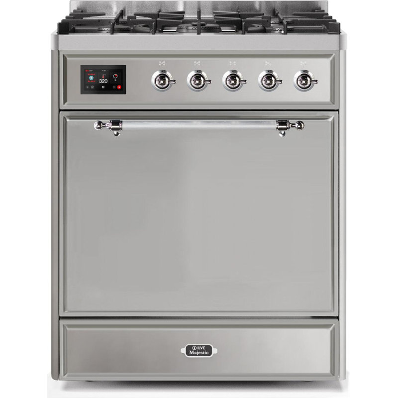 Majestic II 30" 4 cu.ft. Freestanding Dual Fuel with Convection Oven, Liquid Propane, White/Brass