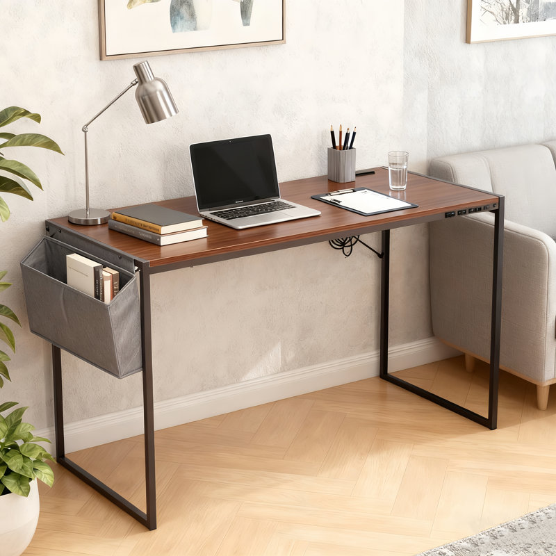 Parinita Study Desk – Sleek & Stylish Workstation for Small Spaces, 30" H x 47.2" W x 18.9" D, Brown/Black