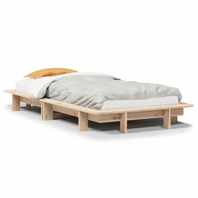 Aba Solid Wood Bed, 21cm H x 222cm W x 122cm D, Brown
