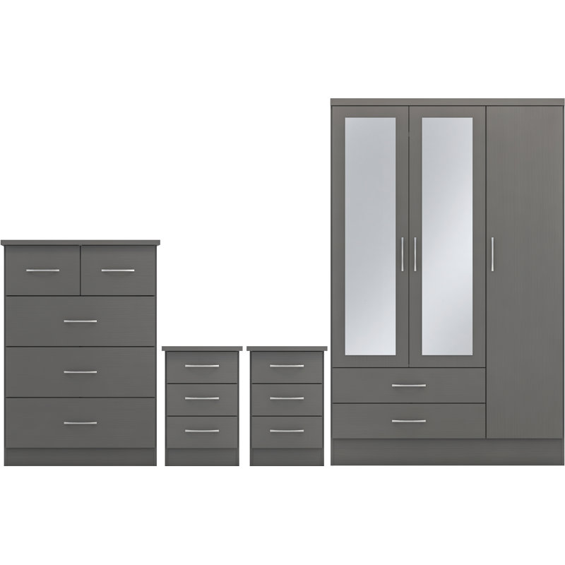 Cascio 4 Piece Bedroom Set, 3D Grey