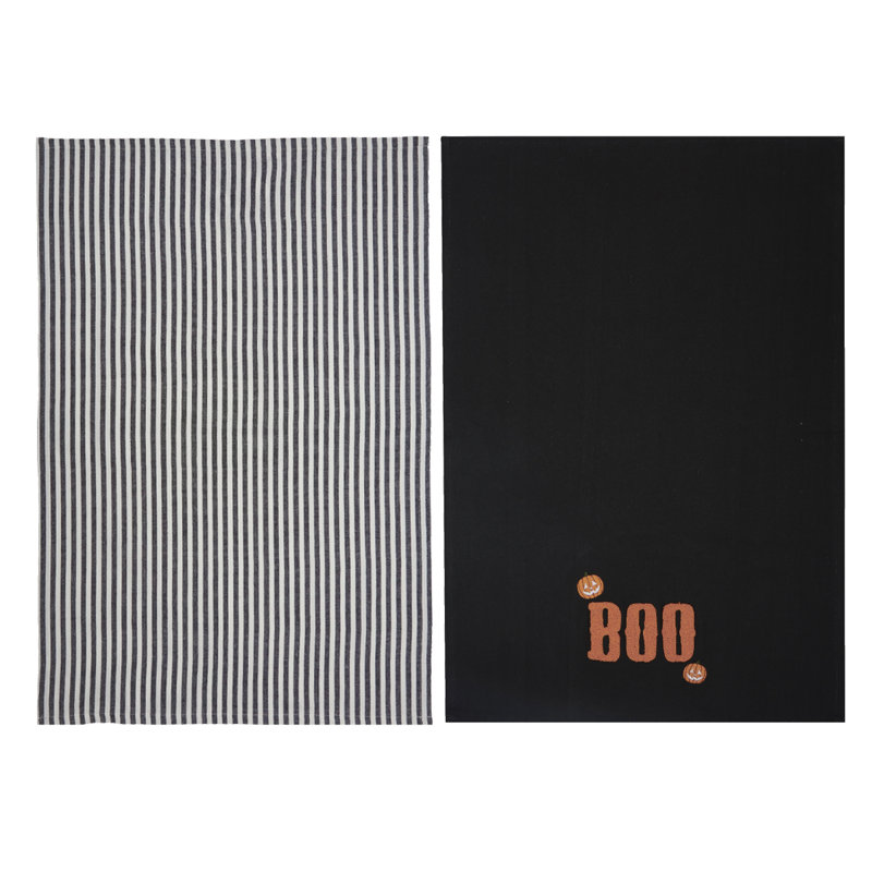Jack O' Lantern "BOO" Halloween Dishtowel Set of 2