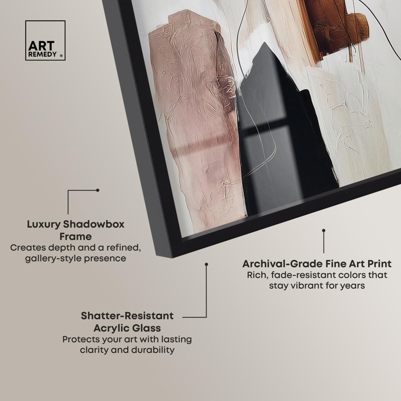 «Smooth Brush II Boho Decor Shadowbox» par Art Remedy, Noir, H 16 po x l 11 po