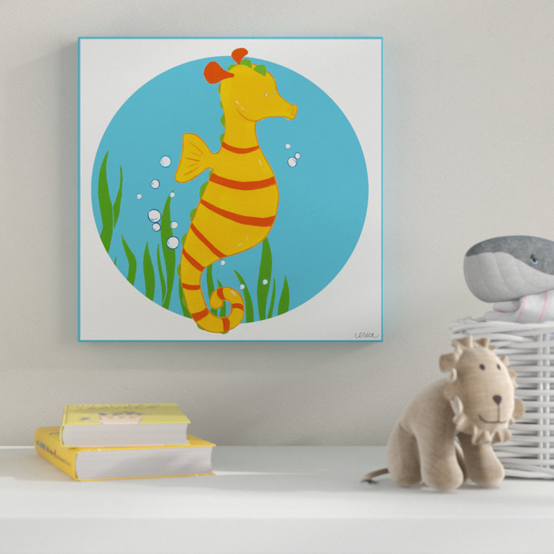 « catherine the hippocampe », art sur toile, H 18 po x l 18 po x P 2 po