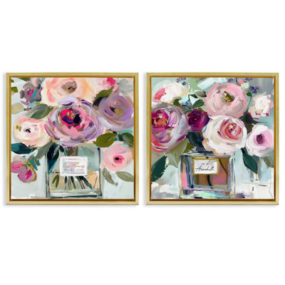 Ensemble de 2 toiles flottantes Blush Spring Blooms in Bottle, design par Annabelle Hall