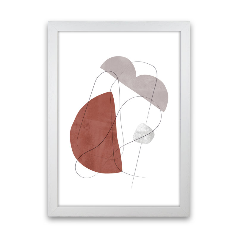 Abstraction With Grey Lines XIV - Print, 34cm H x 25cm W x 3cm D, White Framed Canvas