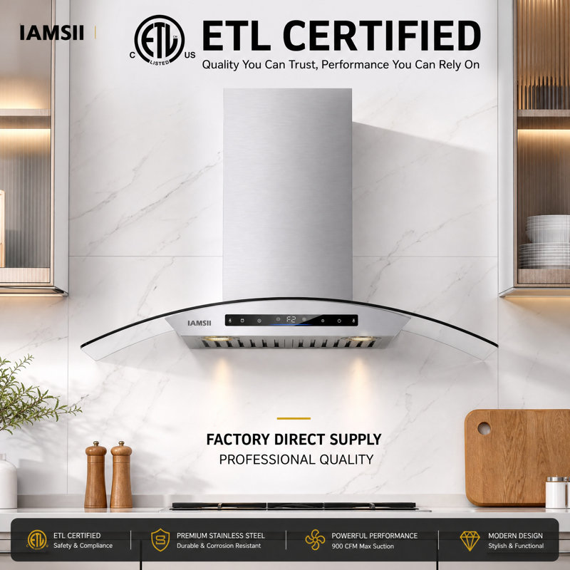 900 CFM Ducted Wall Mount Range Hood 30 Inch with Remote, Gesture & Touch Control, Stainless Steel Kitchen Hood with Dishwasher-Safe Baffle Filters and Adjustable LED Lights