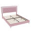 Grand cadre de lit tapissier grand avec lumières DEL, lit plateforme moderne en velours avec tête de lit capitonnée, rose - aucun sommier nécessaire