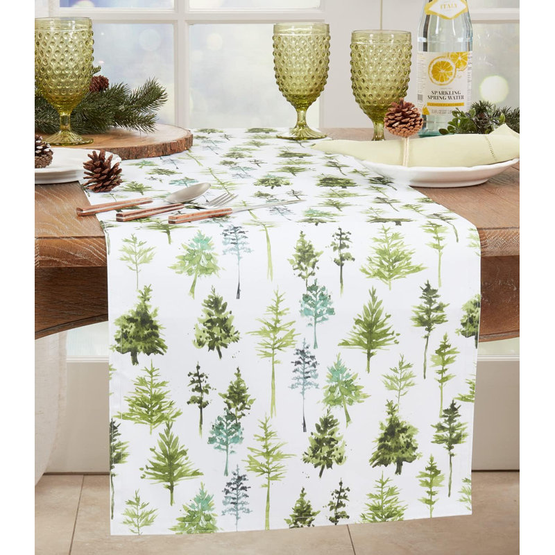 Chemin de table Green Winter , 90" L x 16" D